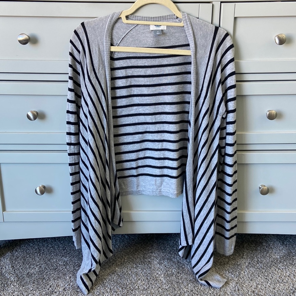 Old Navy Gray & Black Striped Cardigan